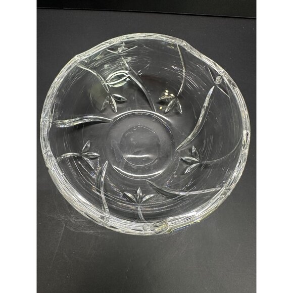 Vtg Clear Glass Bohemia Crystal Czech Cut To Clear 7" DIA Bowl Original Label - Picture 6 of 14